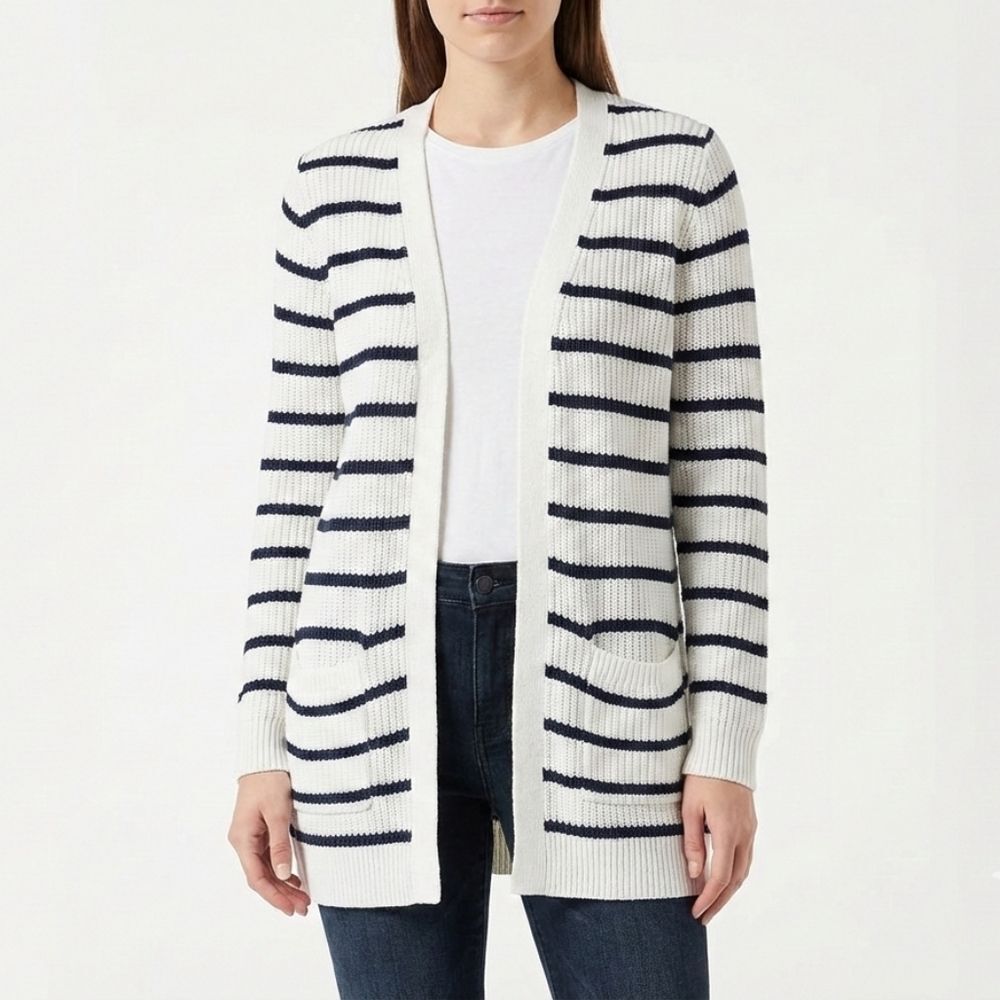 Old Navy Striped Open Front Cardigan Blue White Size S Coastal Sailor Chic